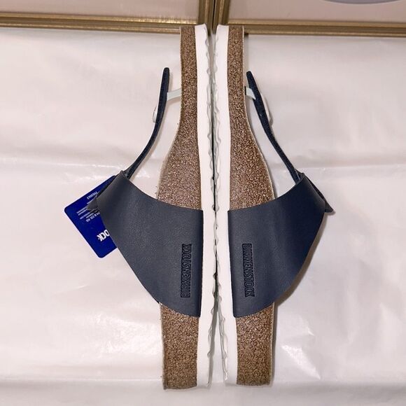 Birkenstock 11 Gizeh Nautical Stripes Navy White Thong Buckle Sandals - Picture 5 of 9